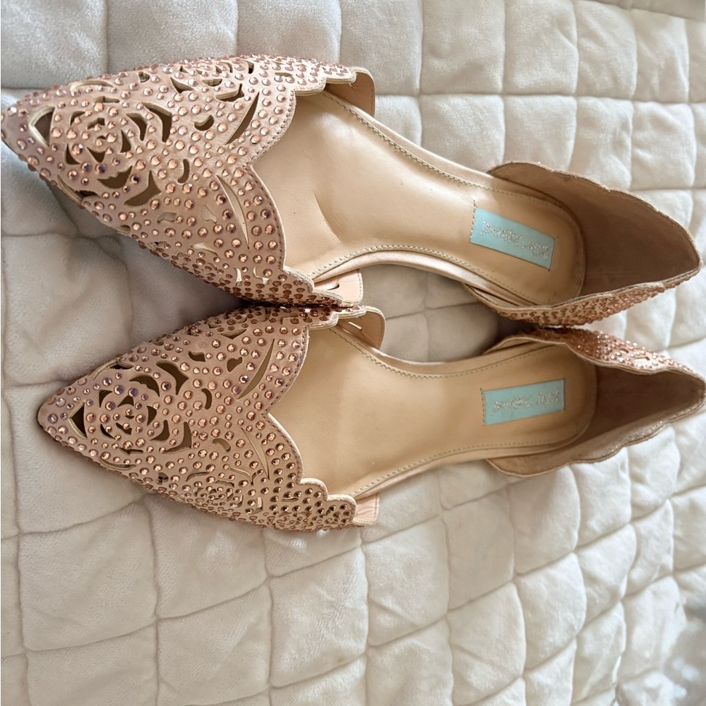 Betsey Johnson Pink Embellished Flats